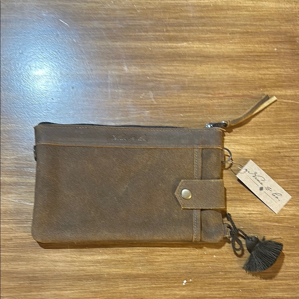 Nena & Co. Brown leather everything clutch